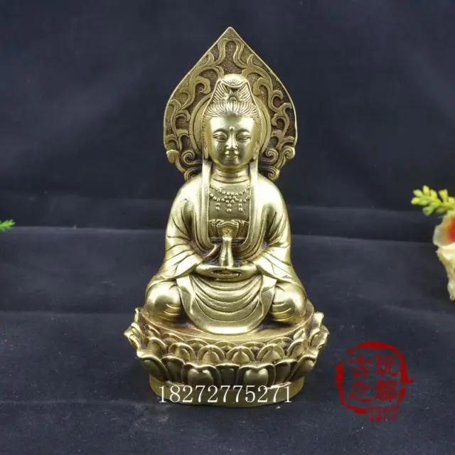 

China pure copper boutique collection The Goddess of mercy statue