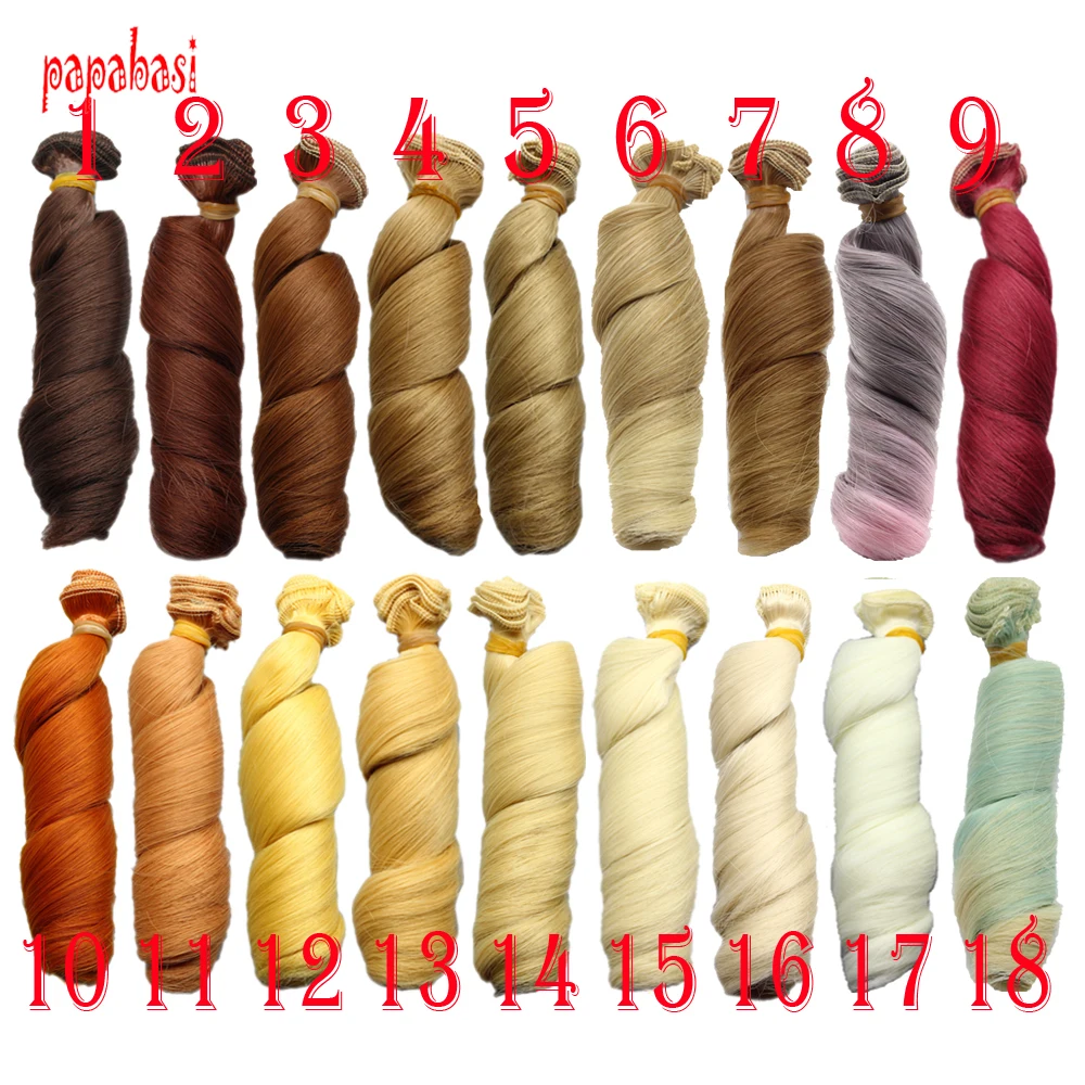 free shipping 15 10cm curly doll wigs brown khaki black high temperature heat resistant doll hair