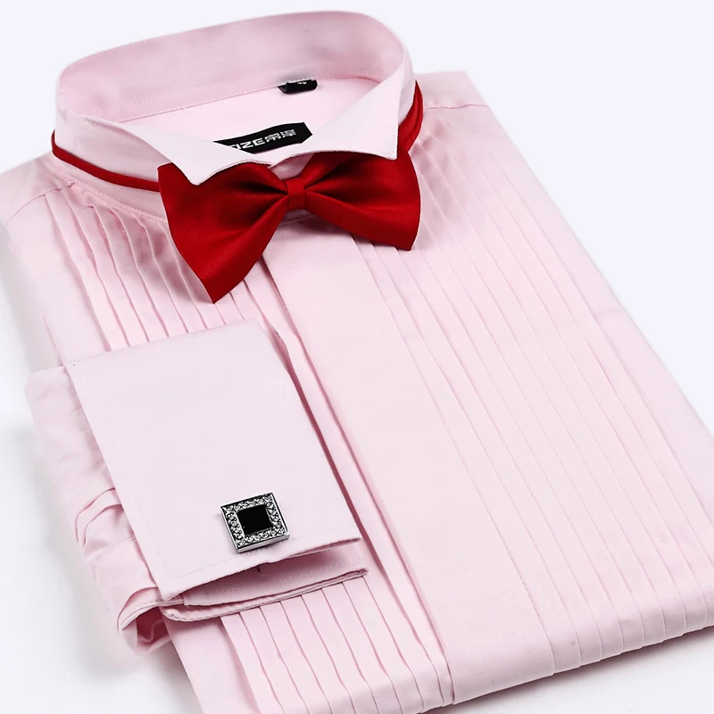 Men's French Cuff Tuxedo Shirt Solid 