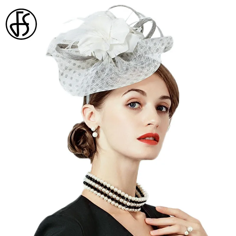 Buy FS White Sinamay Wedding Hat Small Church Derby