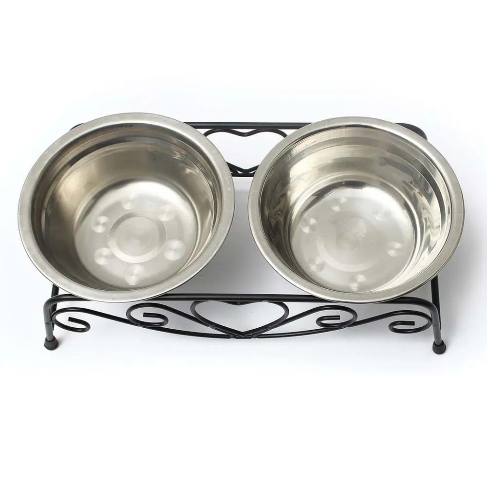 

Double Elevated Raised Dog Pet Bowl Dish Stainless Steel Stand Feeder Food