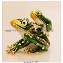 Лягушки мать и тело ювелирные изделия безделушка коробка декоративная Коллекционная эмаль лягушка семья ювелирные изделия с кристаллами ювелирные изделия безделушка кольцо коробка