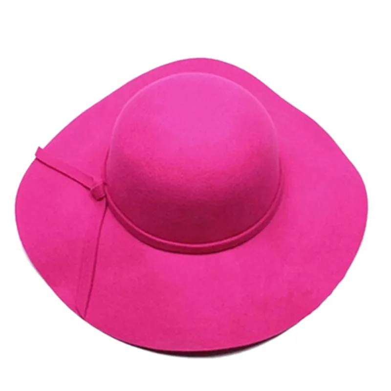 ГОРЯЧАЯ! Стильные Дети Девушки Ретро Felt Bowler Floppy Cap Cloche Hat - Цвет: Rose