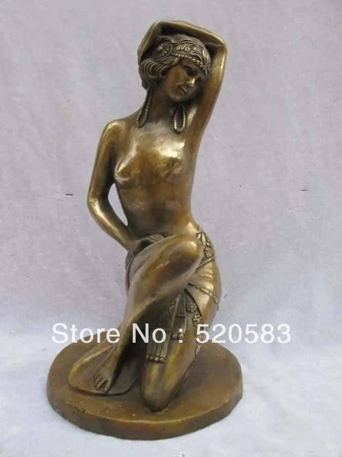 

13"Inch Classical Bronze Carved Nude Belly Girl Art Statue