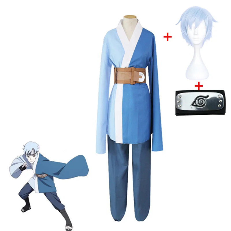 

Anime Coshome Boruto Naruto Shippuden Mitsuki Blue Wig Cosplay Costume Kimono Halloween Party Masquerade Cosplay Set
