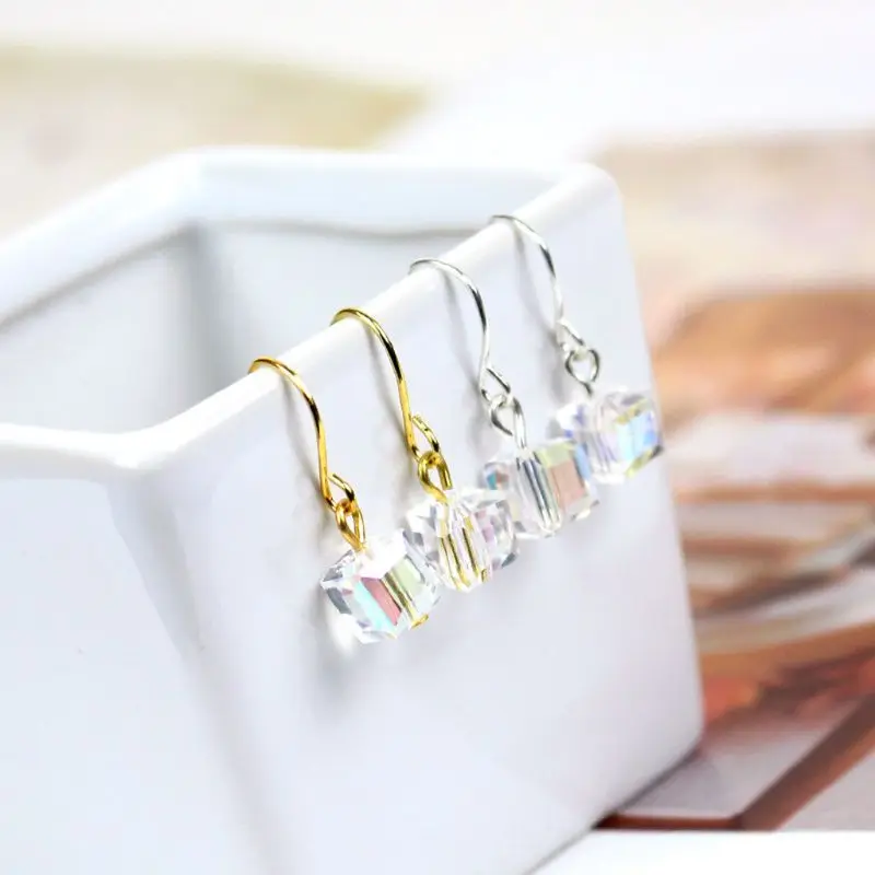 

Aurora Crystal Square Beaded Pendant Hook Drop Earrings Women Fashion Jewelry