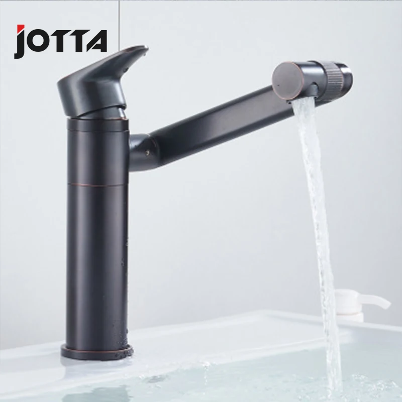 Black copper body lift pull basin basin hot and cold water faucet retractable rotatable shampoo