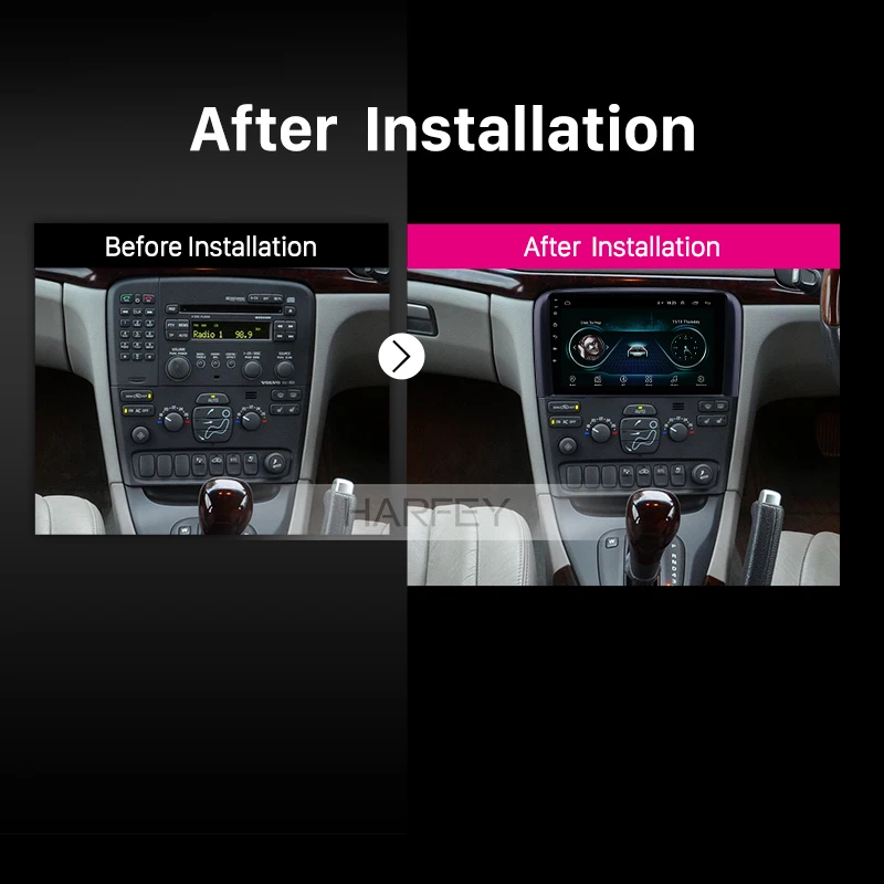 Best Harfey 2din 9 inch Android 8.1 Car Unit Radio for 2004 2005 2006 Volvo S80 GPS Navi USB AUX support Carplay DVR OBD Digital TV 5