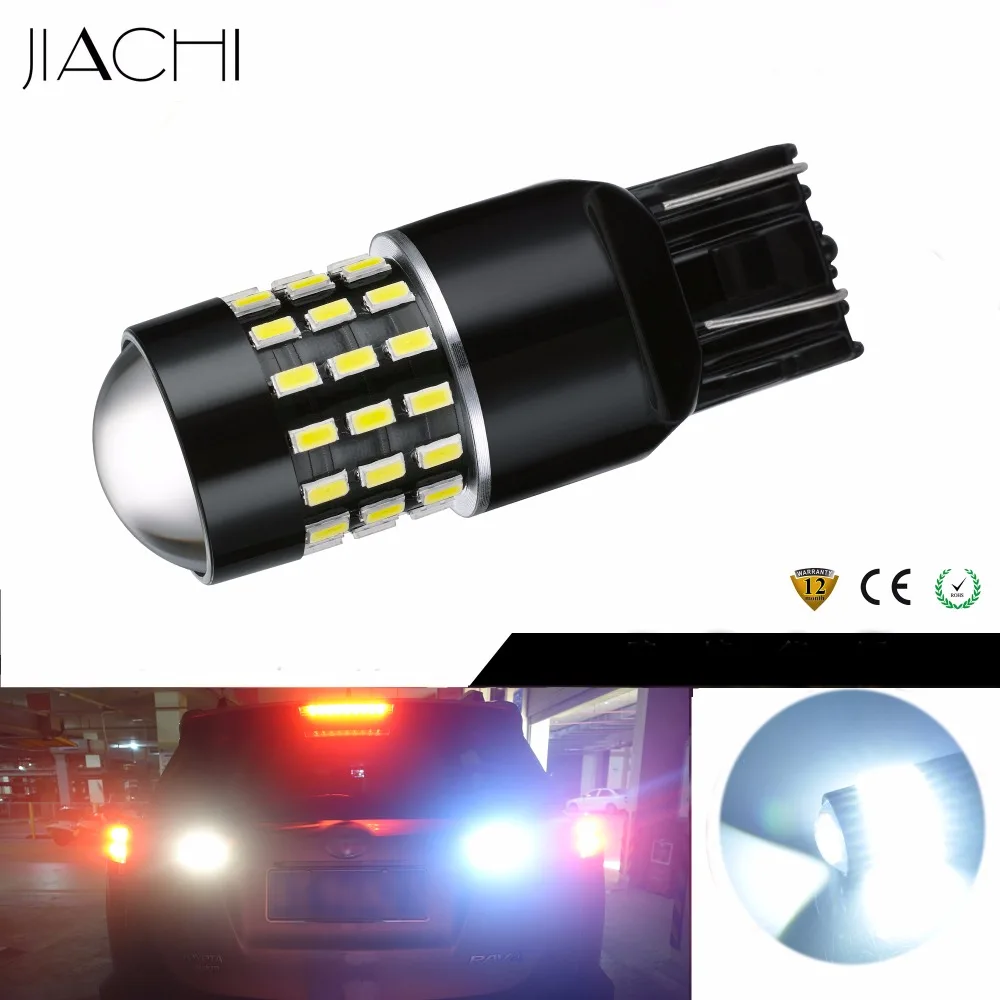 JIACHI 100 x набор светодиоидных ламп в Автомобиль тормозных Реверсивные огни лампы T20 7440 W21W W21/5 Вт 7443 3014SMD 54 Светодиоды белый Янтарный Красный 12-24V