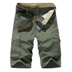 Мужские военные до колен Короткие мульти-карманы повседневные деловые короткие пляжные Брендовые брюки мужские летние модные шорты для