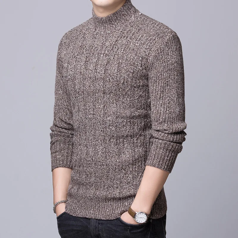 Mens Sweater Pullover 2019 new Male Brand Casual Slim Sweaters Men Solid Turtleneck Jacquard Hedging Men'S Sweaters