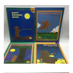 4 книги/Набор «С Днем Рождения» Луна/луна игра/луна медведь обучение английская история раскраски для детей на английском языке