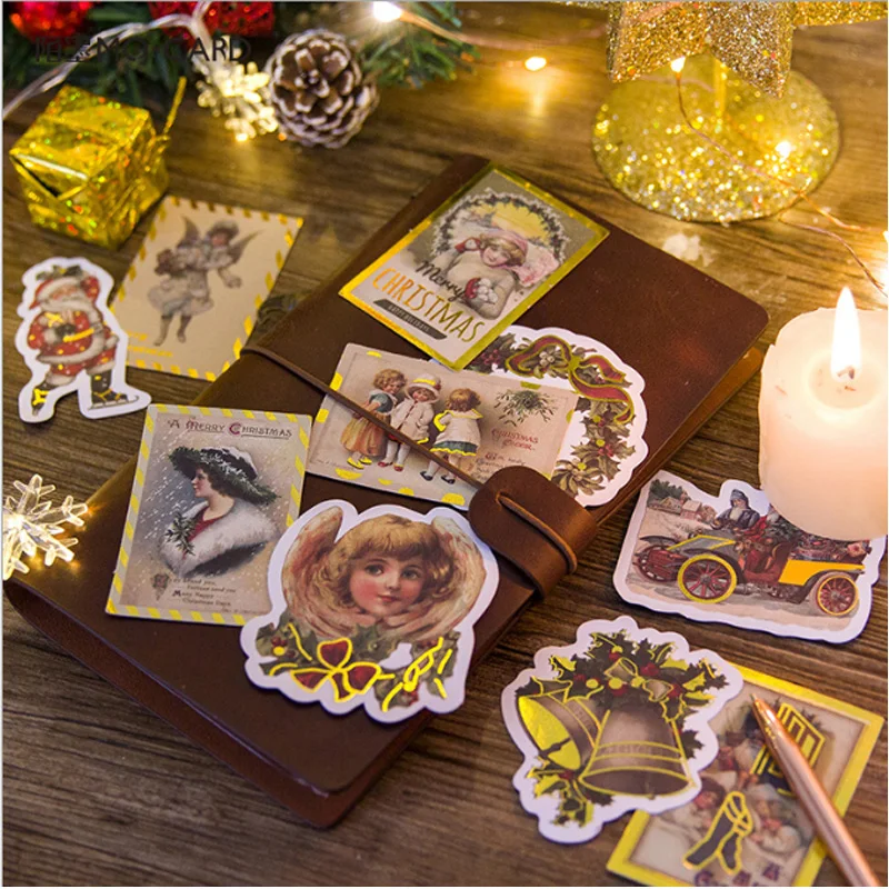 

24pcs/lot X 2 Christmas bronzing series paper sticker Decoration Diy Scrapbooking Sticker Stationery Girl's gift label stickers