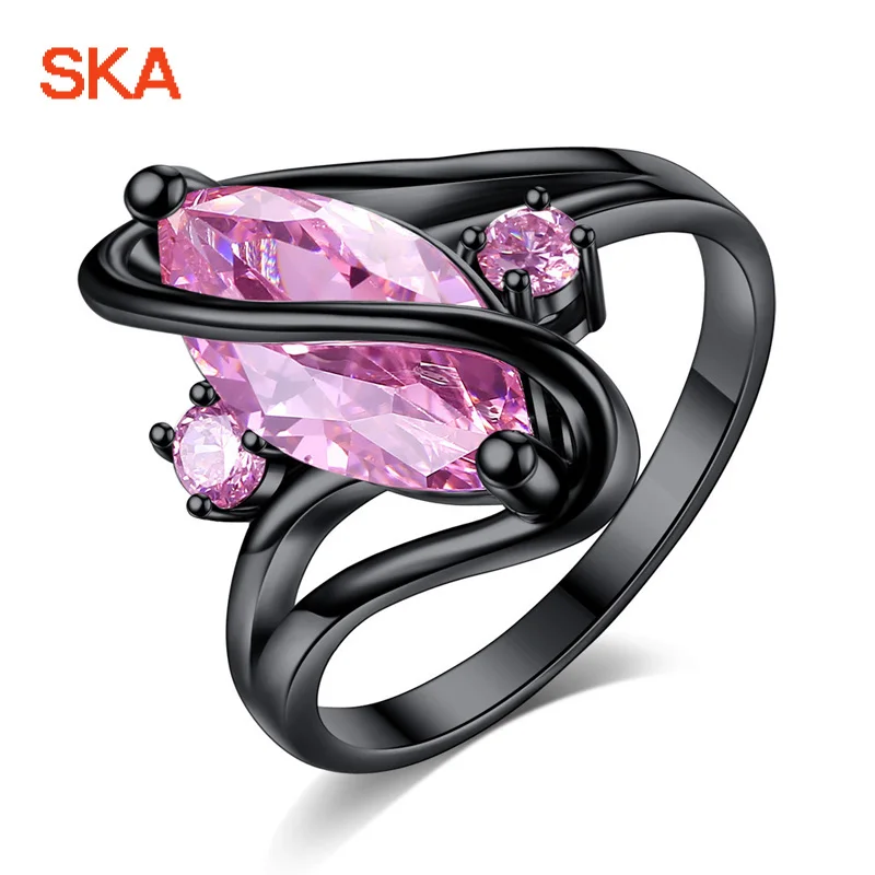 SKA Anillos Mujer Black Color Ring Women Jewellery 3 Colors AAA Zircon Personality New Design Wedding Rings For Women R35