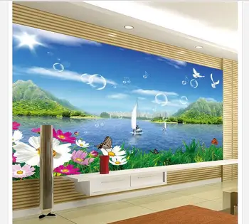 

Customized 3d wallpaper 3d tv wallpaper murals Quietly elegant is the water landscape TV photo wall living room wallpaper