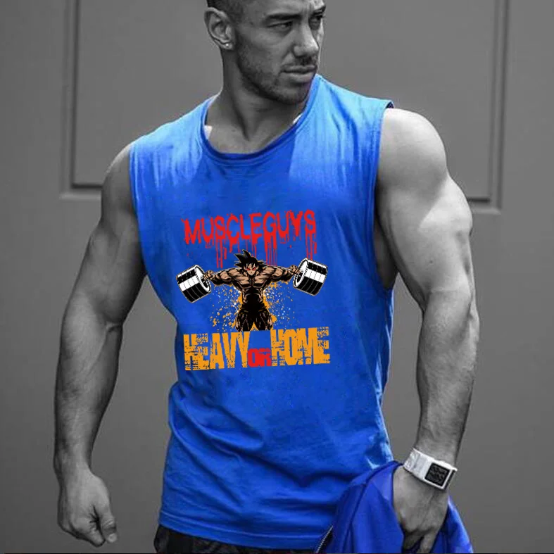 

New 2019 fashion cotton sleeveless shirts Bodybuilding tank top men Fitness shirt mens singlet carton print gym vest fitness men