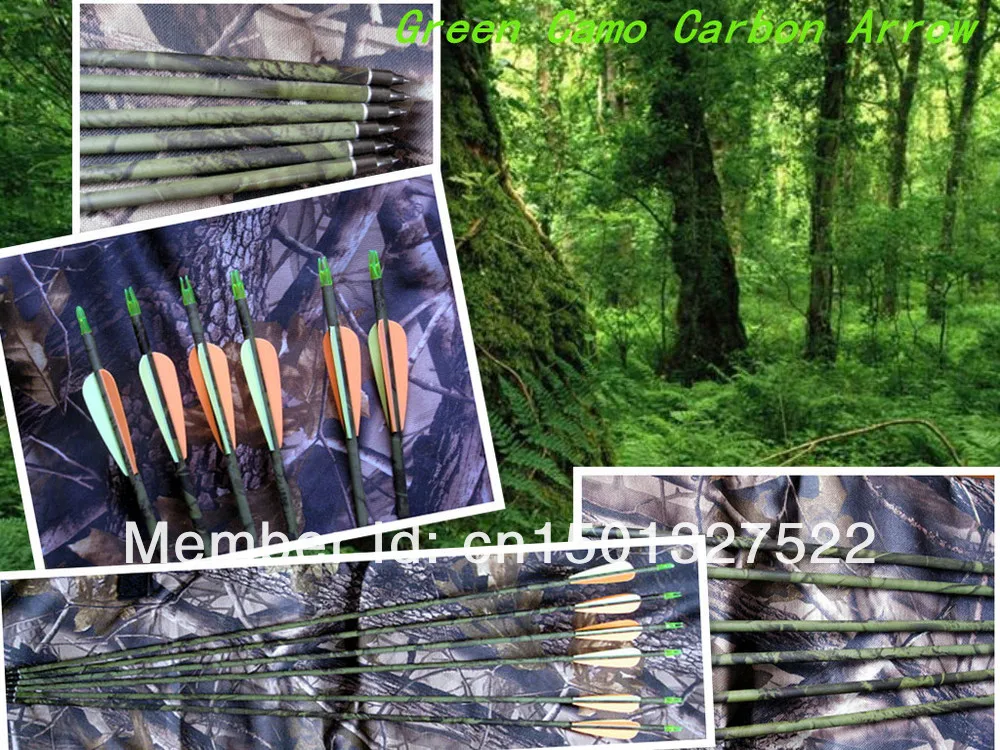 30" Golden power Green CAMO carbon arrow, completed arrow, for hunting