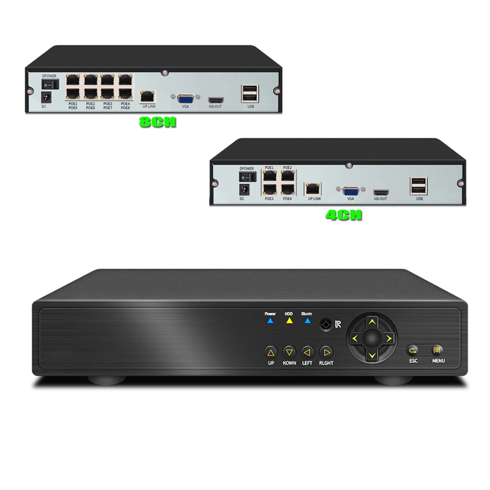 Vente YiiSPO 4 CHPOE NVR 1080 p CCTV 48 v IEEE802.3af Sécurité 8CH POE NVR POE Commutateur Intérieur Du Réseau Vidéo Enregistreur h.264 XMEYE P2P ONVIF