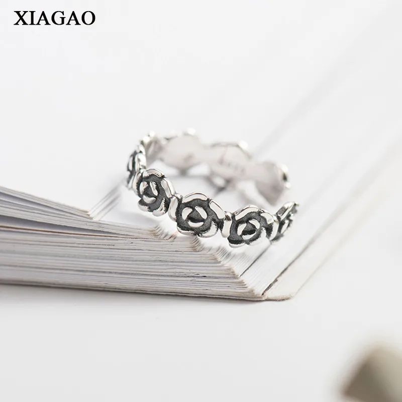 

XIAGAO Pure Fashion 925 Sterling Silver Sparkling Flower Open Ring Finger Ring for Women Wedding Engagement Jewelry AART0056