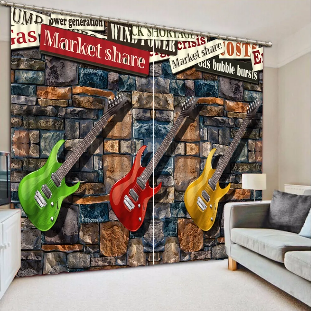 Goedkoop Europese Gordijnen Retro Kleur Muur Piano Keuken Gordijnen Voor KTV Bar Hotel Window Behandelingen Verduisterende Gordijnen Slaapkamer