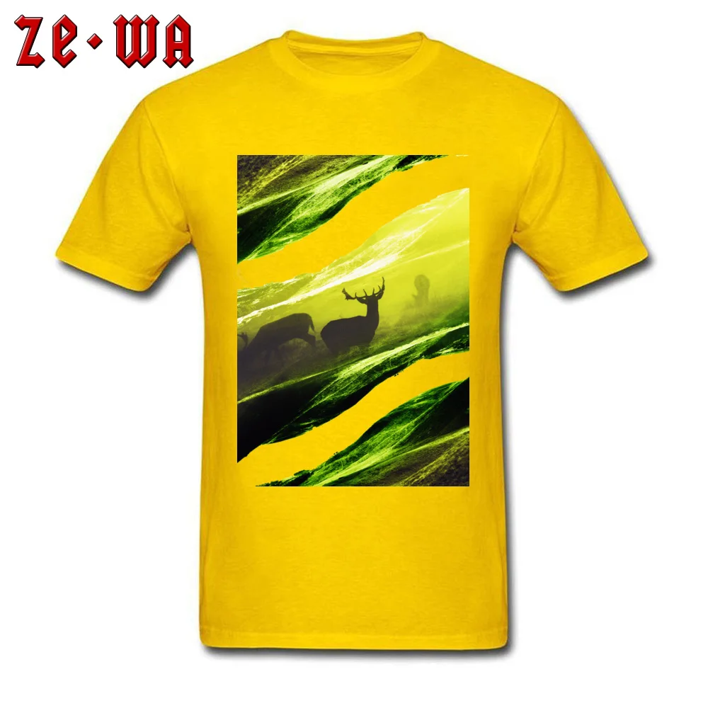 Fashionable Short Sleeve Tops Tees Summer Fall Crew Neck Pure Cotton Men T-Shirt Oh Deer Green Fashionable Top T-shirts Newest Oh Deer Green yellow