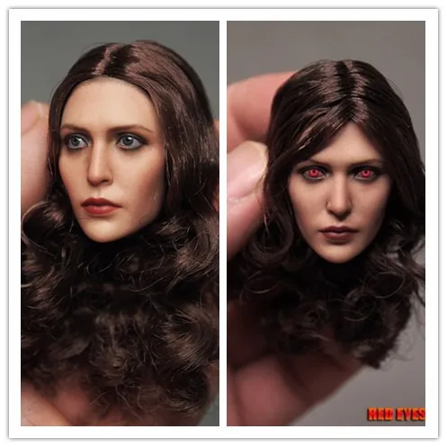 Custom 1/6 Scale красные глаза елизания Олсена Скарлет Голова ведьмы лепка для 12