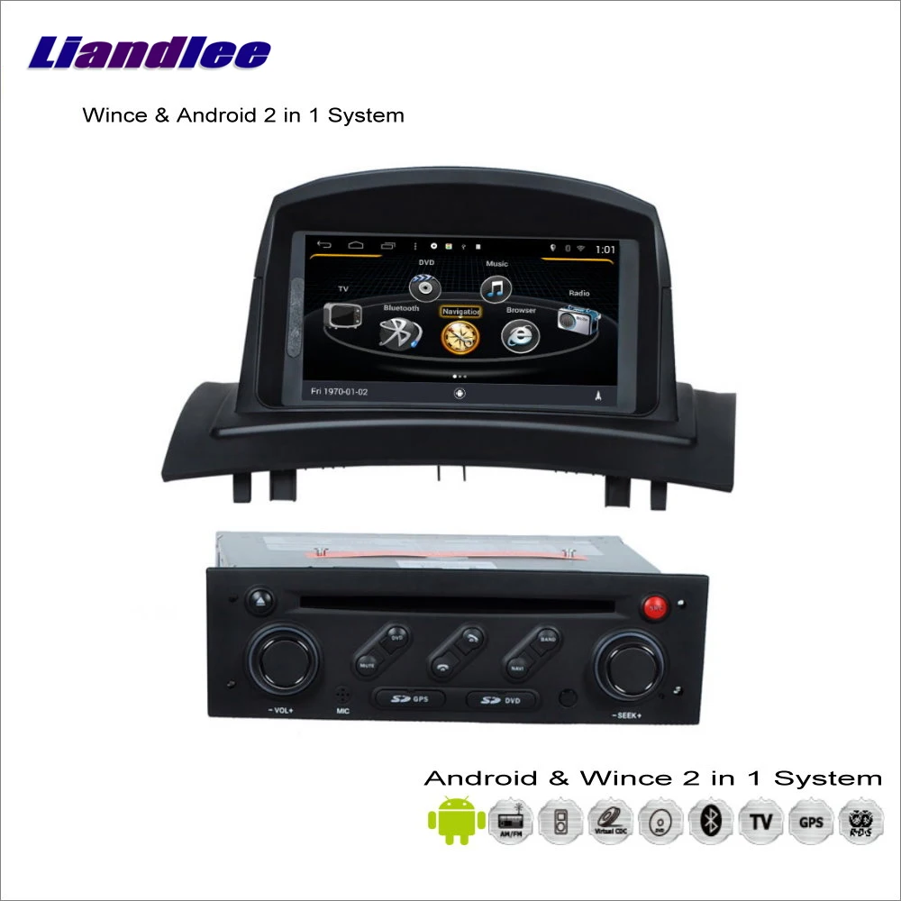 Clearance Liandlee Car Android Multimedia Stereo For Renault Megane II 2008~2010 Radio BT CD DVD Player GPS Nav Map Navigation Audio Video 3
