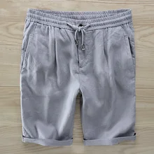 Летние новые льняные шорты мужские брендовые Модные мужские шорты с эластичной резинкой на талии свободные шорты мужские повседневные 30-38 бермуды masculina