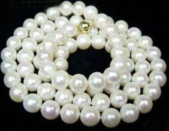 

2019 7-8mm White Akoya Cultured Pearl Shell Necklace Pearl Jewelry Rope Chain Pearl Bead Natural Stone 34inch(Minimum Order1)