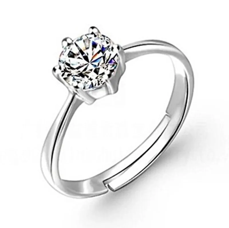 2017 hot sale classic 6 claw wedding ring engagement open adjustable ring real 925 sterling silver - Wedding Rings On Sale 2017 hot sale classic 6 claw wedding ring engagement open adjustable ring real 925 sterling silver - Wedding Rings On Sale