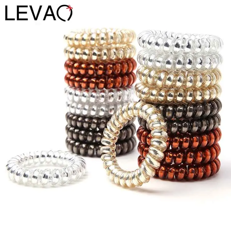 

LEVAO 3PCS New Women Rubber Hair Rope Elastic Hairbands Spiral Shape Hair Ties Accessories Telephone Wire Line Headband Headwear