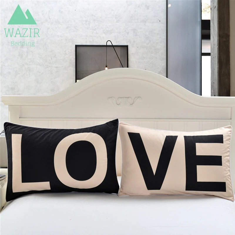 

WAZIR LOVE Black and White Simple Pillow Shams European and American Lovers Pillowcase Bedroom Decor Bedding Pillow