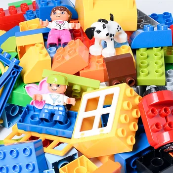 

DIY Colorful Big Size Building Blocks Castle Action Figures Car Animals Bricks Creative Educational Learning Toys For Children