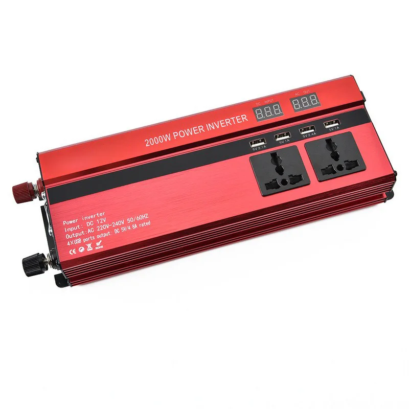 2000W Car LED Inverter 12v 220v Converter DC 12 v to 220v 4 USB Ports Charger Veicular Car Power Inverter Dual Display Inversor (4)