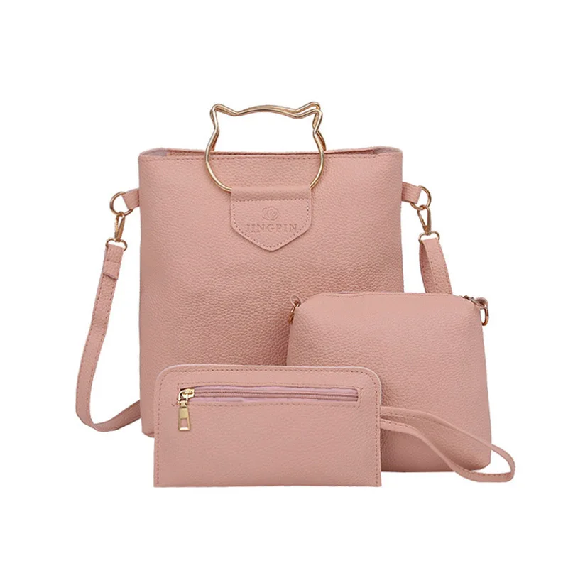 3Pcs/Set Chic Women Female Hot Sale Casual PU Leather Shoulder Bag Simple Fashion Sweet Cute ...