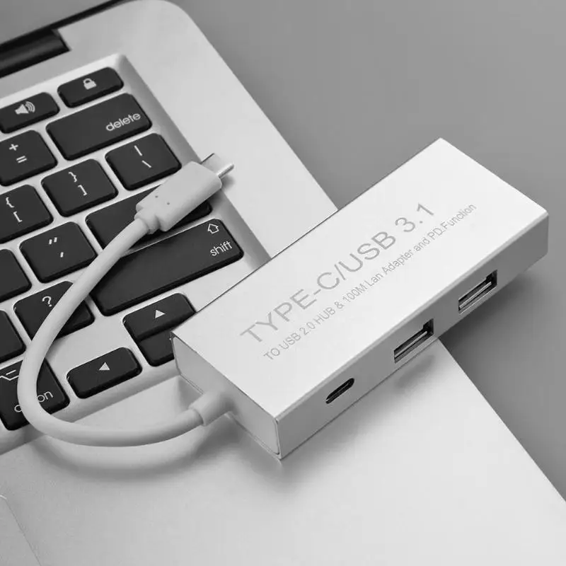 USB3.1 Тип-C на USB 2,0 Ethernet LAN USB-C PD зарядки концентратор адаптер конвертер Splitter кабель для Macbook ПК ноутбук Высокое качество