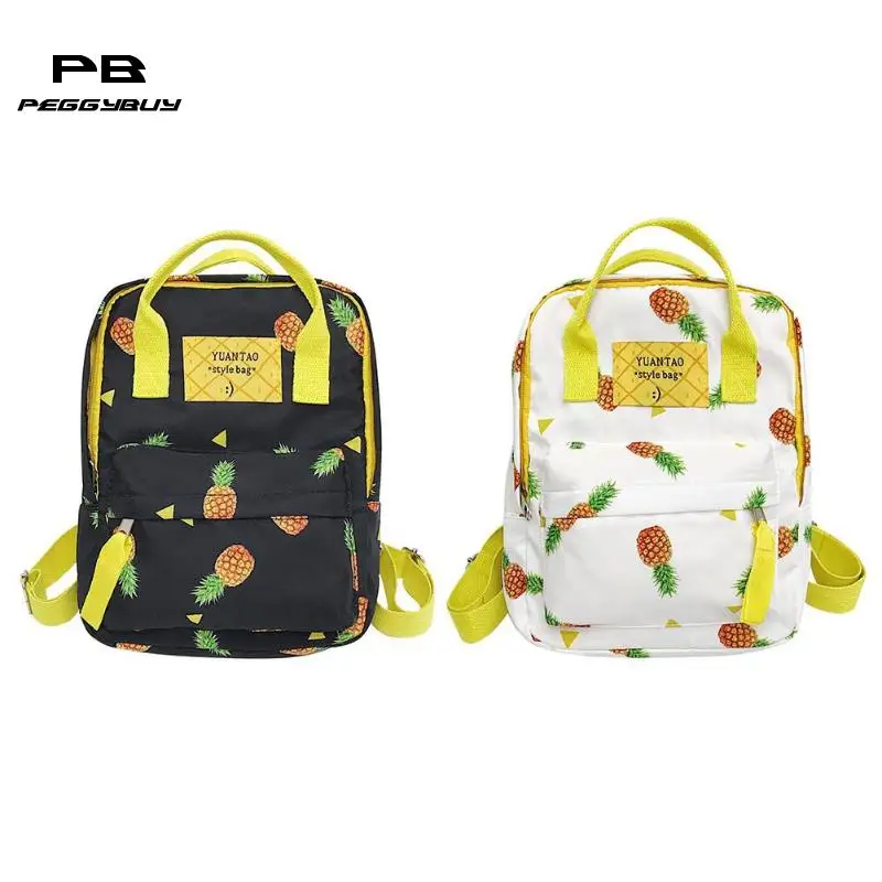 Piña impresión Mochila mujeres Casual College estilo hombro bolsos moda cremallera adolescente Mochila femenina Piña impresión Mochila mujeres Casual College estilo hombro bolsos moda cremallera adolescente Mochila femenina