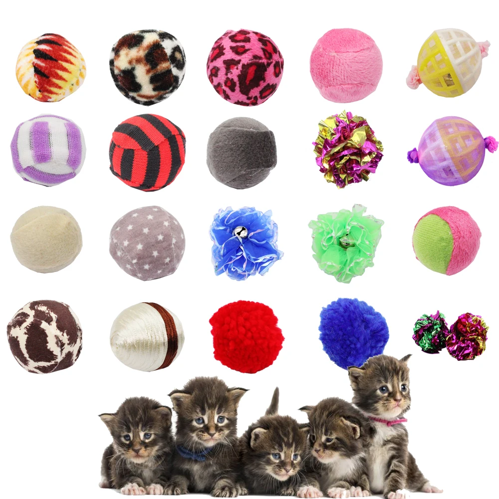 4pcs/lot Interesting Cat Toy Ball Pet Toy Set Ring Paper Plastic Ball
