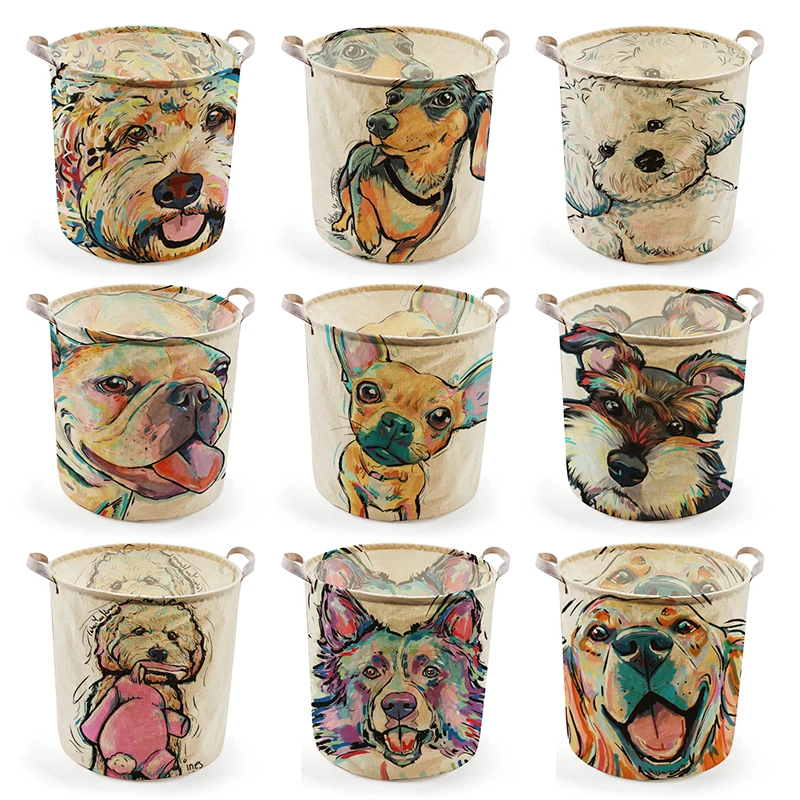 

Folding Laundry Basket Oil Dogs Storage Barrel Standing Toys Clothing Storage Bucket Laundry Organizer Holder Pouch Household