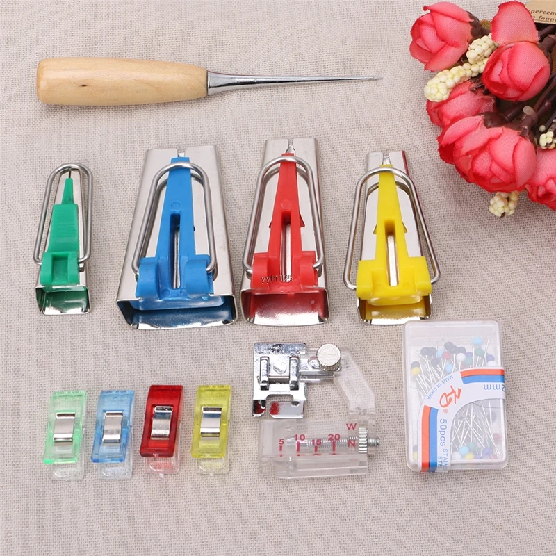 

Sewing DIY Job Foot Case Tools Quilting Hemming Sewing Tools Tape Bias Maker Folder Binding Tool Sets Fabric Clover Apr