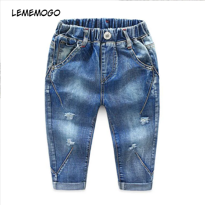 

Lememogo 3-6 Year Autumn Fashion Boys Jeans Pants Cotton Spring Light Elastic Waist Children Denim Jeans for Baby Kids Trousers