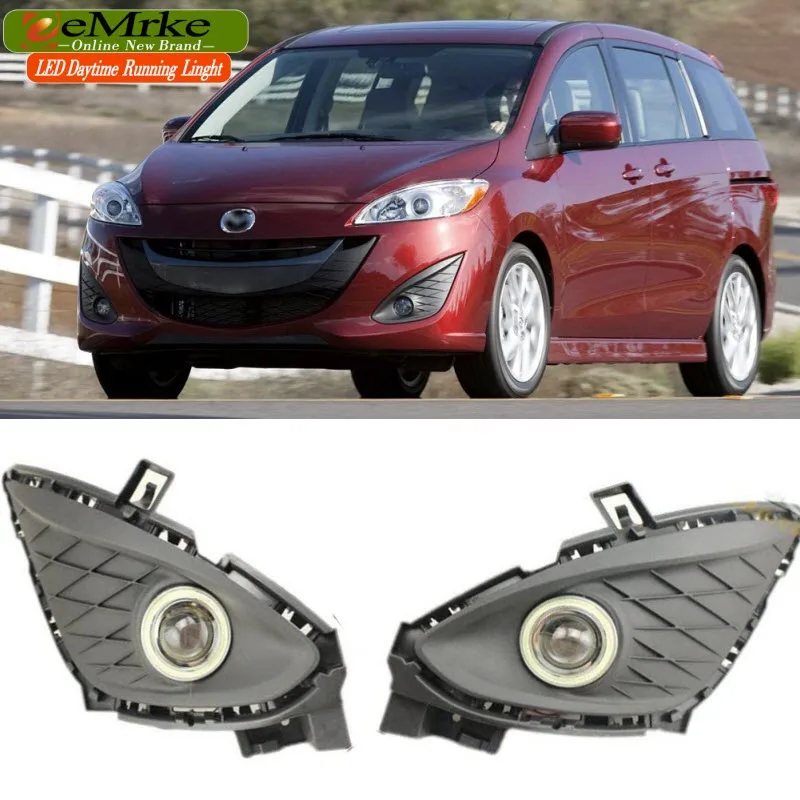 Светодиодный фонарь дневного света для Mazda 5 Premacy 2010- COB Angel Eye DRL противотуманный светильник 55 Вт галогенные лампы H11