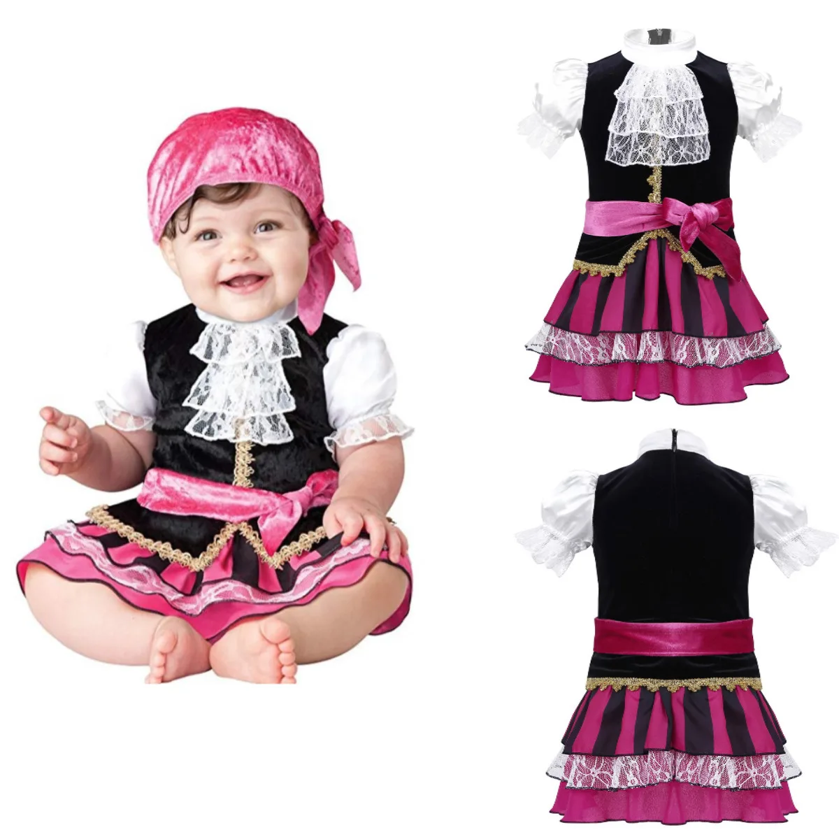 Baby Girl Clothes Lovely New Baby Pirate Captain Halloween Girls Set