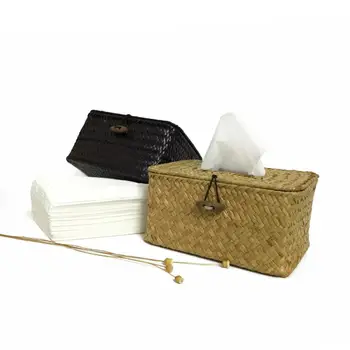 

Environment-Friendly Straw Tissue Box Rectangle Shaped Car Paper Box Storage Case Napkin Holder Home Decorative Accessories