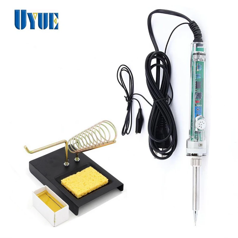 

High Quaility Ceramic Heater Soldering Iron+Holder Stand Mount Support Station + Sponge Cast Iron + Rosin