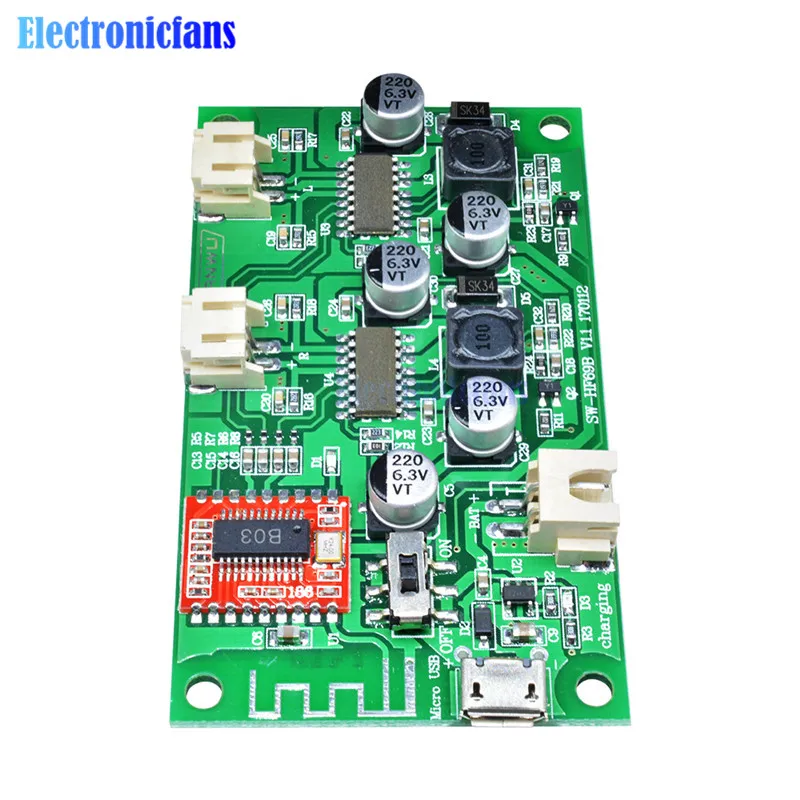 DC 5V 6W + 2X6W 2*6W 2 канала стерео Bluetooth усилитель плата литиевая батарея питание для