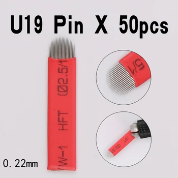 

50 PCS Red 19 Pin U Shape 0.22mmTattoo Needles Permanent Makeup Eyebrow Embroidery Blade For tattoo Manual Pen