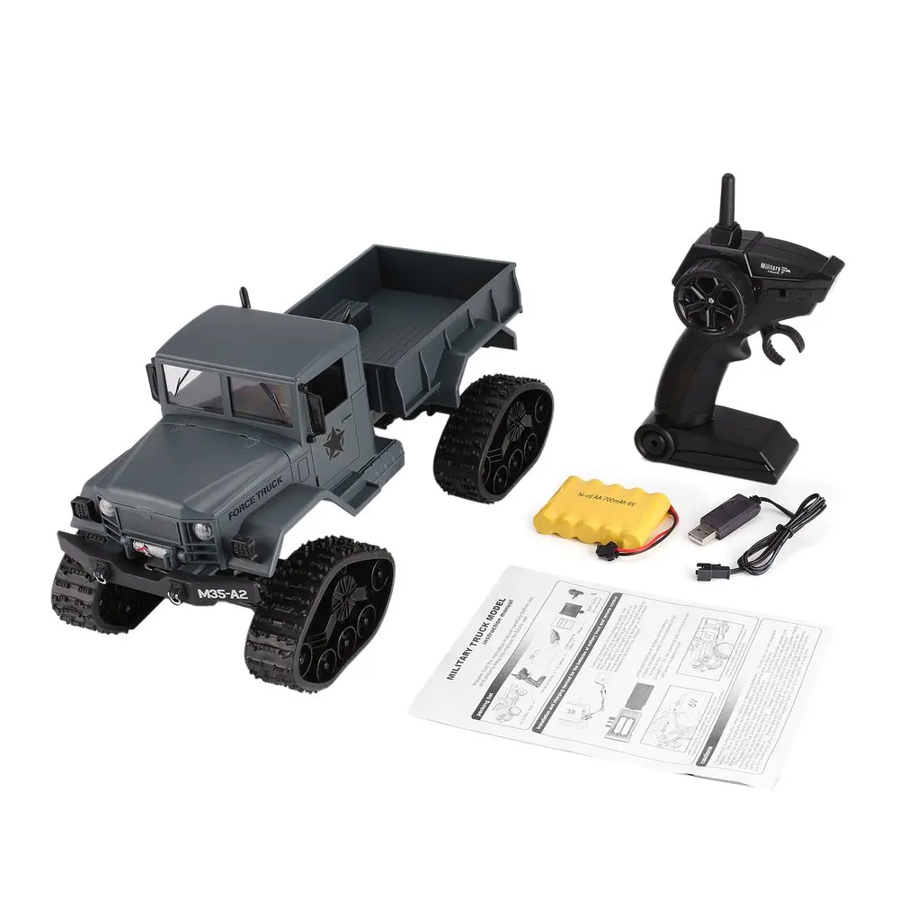 

FY001B Car WPL 4WD 1/16 Remote Control Military Truck Caterpillar Off-road Crawler RC Car with Front Light for Kids Toys Gift