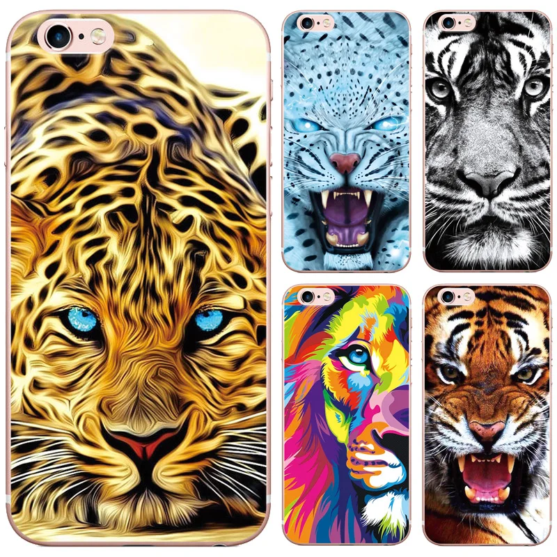 

Horrible Tiger Cheetah Domineering lion Pattern Case For iphone 5 5S SE 6 6S 7 Plus 6Plus 7Plus Soft Silicon TPU Capa Back Cover