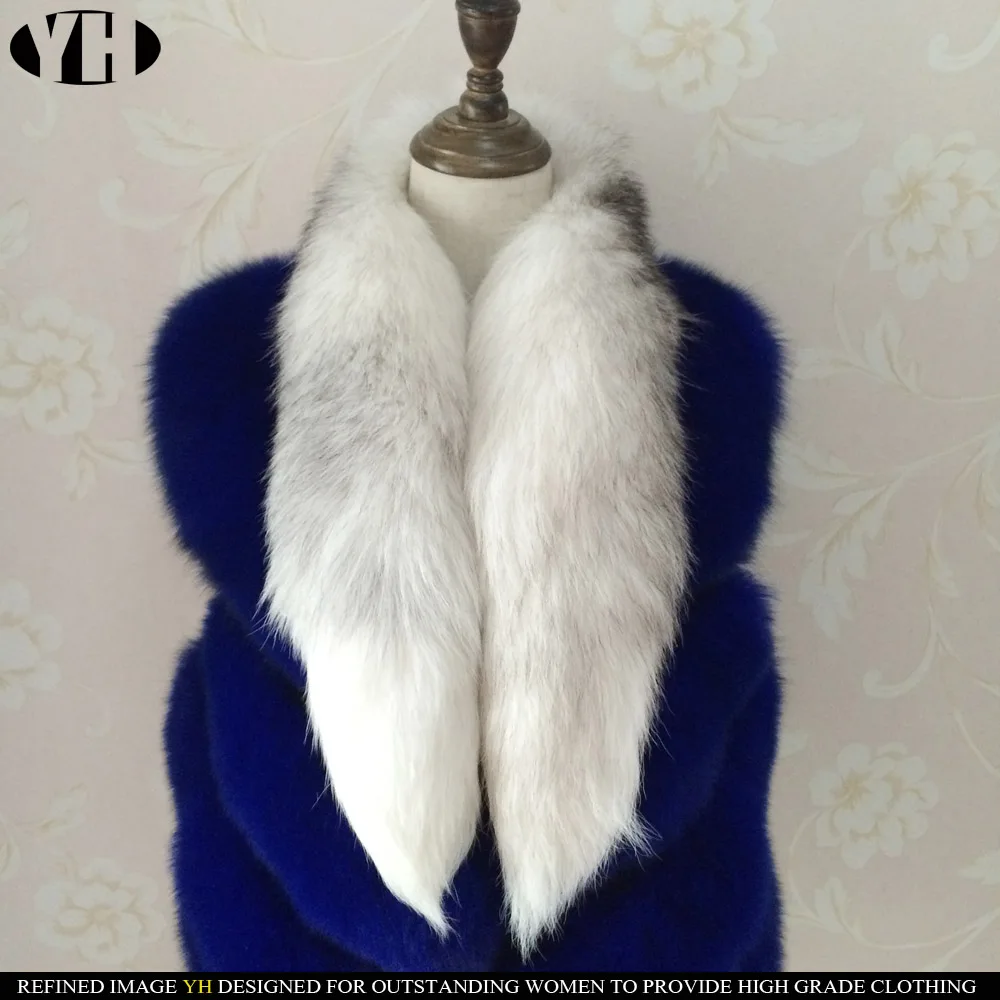 new arrive Real Fox Fur Scarf Women Winter Warm muffler 2 fox Tail patchwork Scarves Fashion fullness Collar Wraps